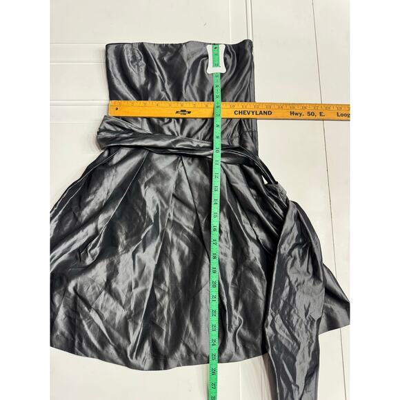 ZARA Basic Gray Grey Strapless Taffeta Bubble Cocktail Dress Back Sash Size XS - Picture 7 of 7